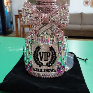 Crystal Bow Mini Evening Bag in Pink with VIP Emblem